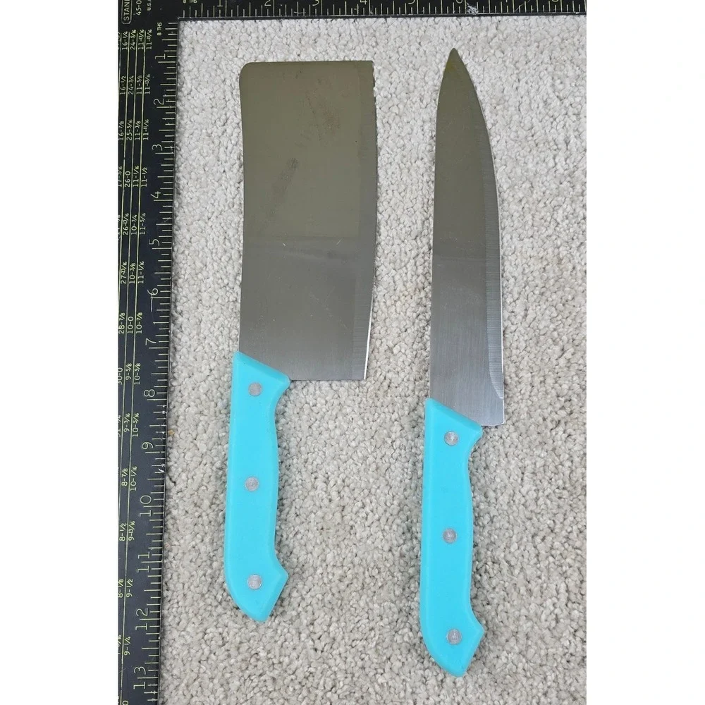 Chef Valley Knife Set Blue 2 Piece Cleaver and Chef Knife